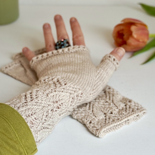 Handstulpen "Tulips", Strickanleitung, Größe S - L