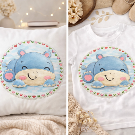 Applikationsvorlage Hippo Nilpferd Heinz