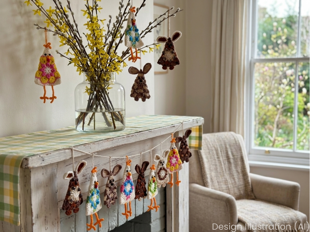 Easter Chick Bunny Garland Crochet Pattern, Easter Tree Ornament, Rabbit - Image 2