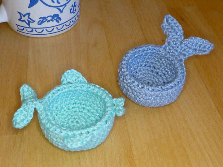 Häkelanleitung Eierbecher Fisch & Wal