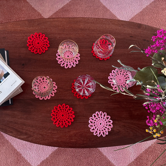 Crochet Pattern Flower Coaster | German & English