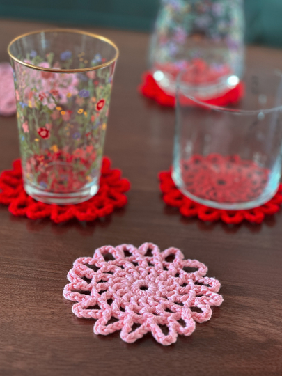 Crochet Pattern Flower Coaster | German & English