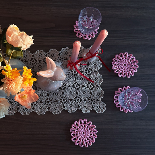 Crochet Pattern Flower Coaster | German & English