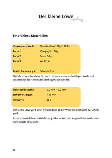Den kleinen Löwen häkeln – ausführliche Amigurumi Häkelanleitung (PDF)