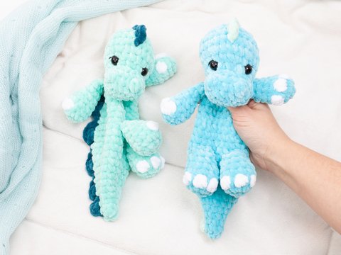 Dinosaur Lovey Snuggler Crochet Pattern PDF | No Sew Amigurumi Dino