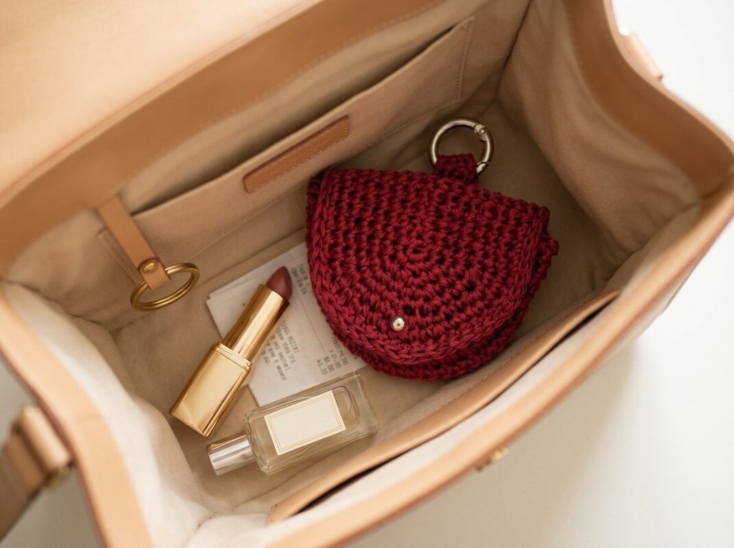 Pocket Buddy – Crochet Pattern Mini Half-Moon Bag with Carabiner - Image 3