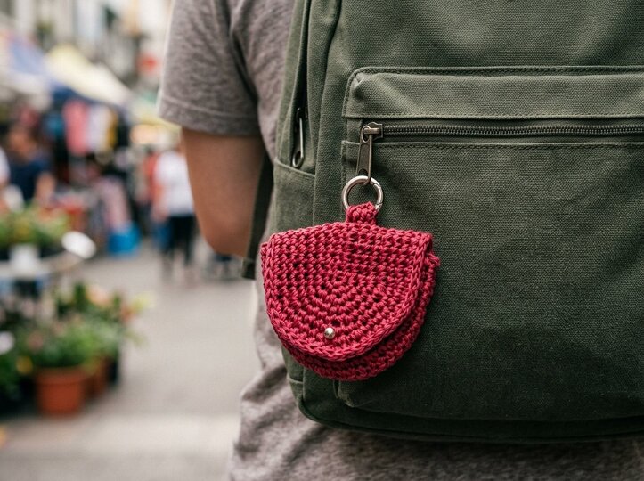 Pocket Buddy – Crochet Pattern Mini Half-Moon Bag with Carabiner