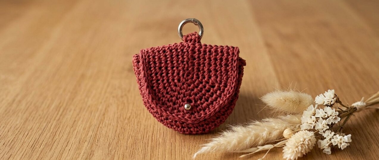 Pocket Buddy – Häkelanleitung mini Halbmond-Tasche mit Karabiner