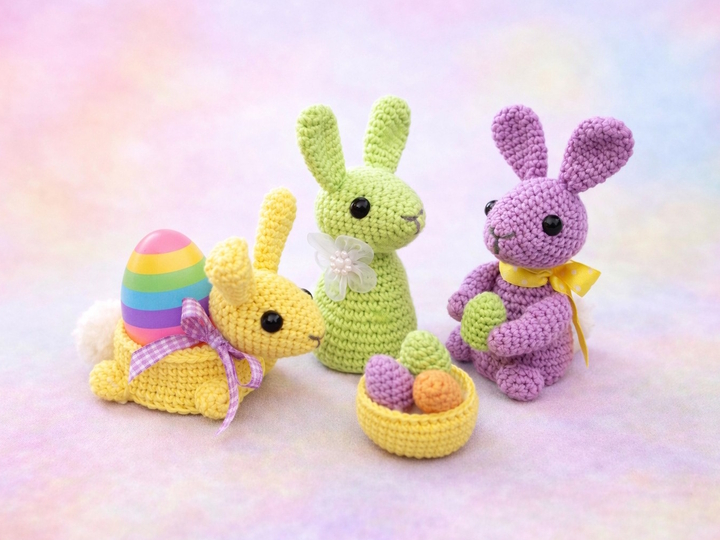 Häkelanleitung Häschen Trio