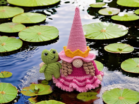 PRINZESSIN-WICHTEL - Häkelanleitung Gnom mit Frosch