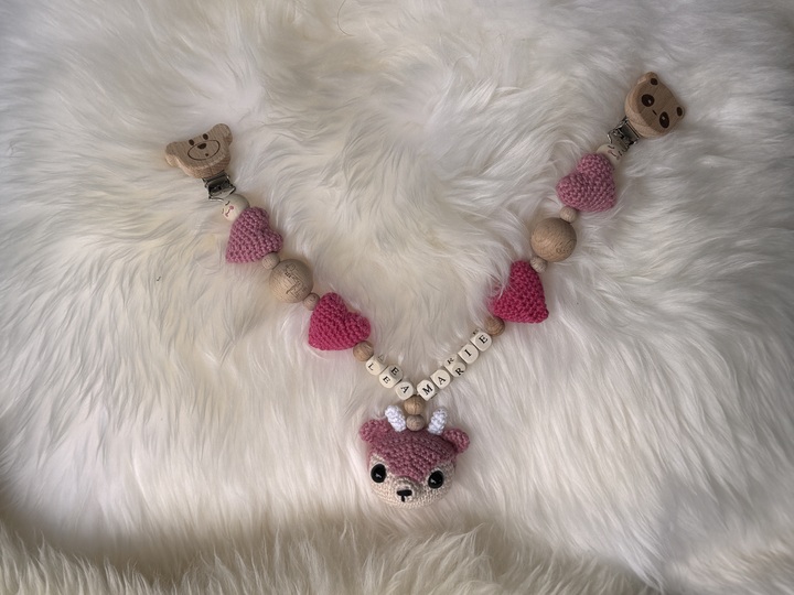 Crochetpattern - Deer-Set - Pramchain / Pacifier Chain / Teething Ring