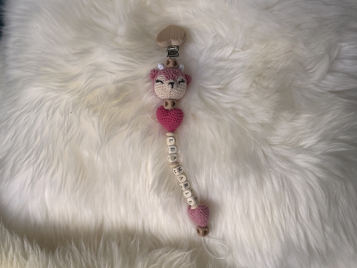 Häkelanleitung - Rehset - Schnullerkette / Beißring / Kinderwagenkette
