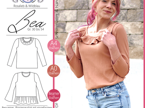 E-Book Schnittmuster Bea Rippshirt Gr. 30 bis 54