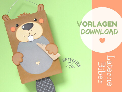 Upcyclingidee: Martinslaterne Biber mit Anleitung und Vorlage