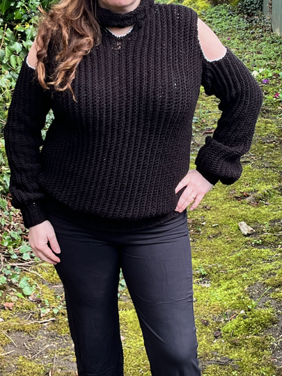 Häkelanleitung Cut-Out Pullover "Black Beauty"