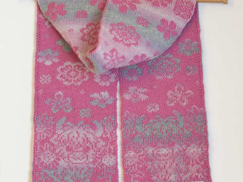 Knitting pattern double-face scarf "Flora Flowerfield" Highland Cow