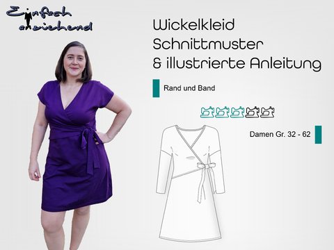 Schnittmuster Wickelkleid Rand und Band Gr. 32 - 62 Damen
