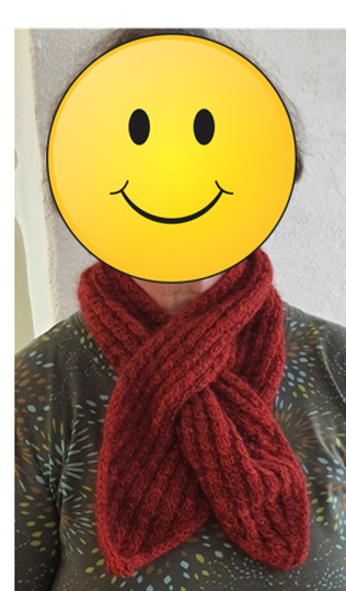 Gestrickter Schal mit Zöpfen von beiden Seiten und Einsteckschlitz