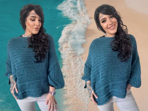 Häkelanleitung 1-BOBBEL-PULLI "TÜRKISE LAGUNE"