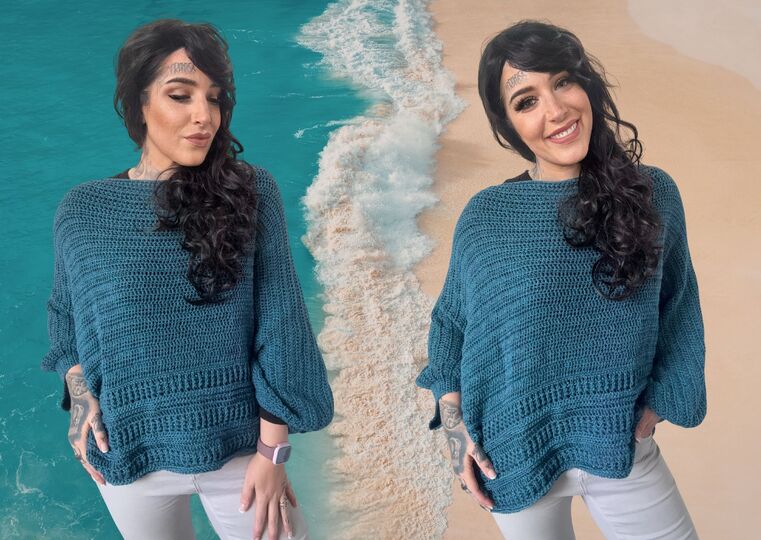 Häkelanleitung 1-BOBBEL-PULLI "TÜRKISE LAGUNE"