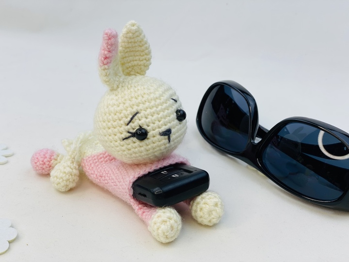 Häkelanleitung Hase Schlüsseletui, Amigurumi Schlüsselanhänger Kaninchen,