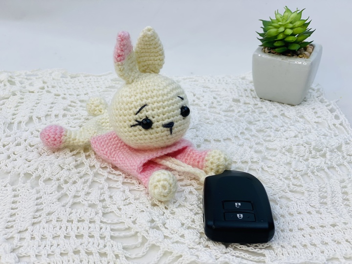 Häkelanleitung Hase Schlüsseletui, Amigurumi Schlüsselanhänger Kaninchen,