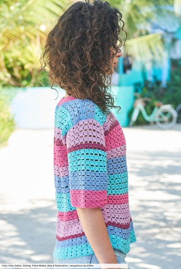 Gehäkelter Streifenpulli