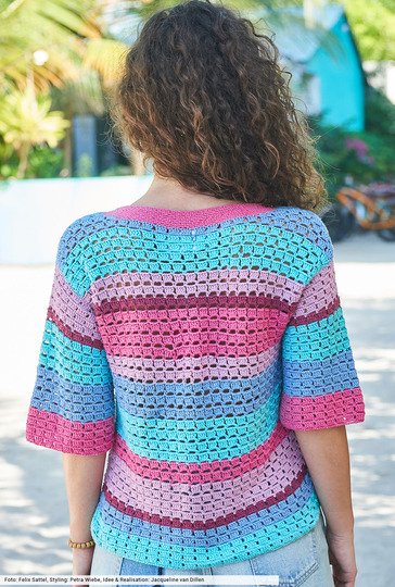 Gehäkelter Streifenpulli