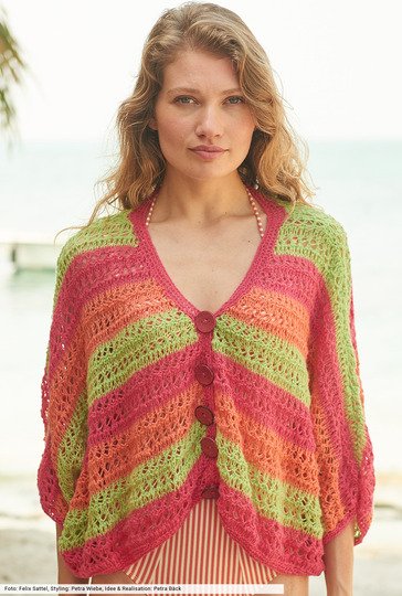 Gestreifte Lochmusterjacke