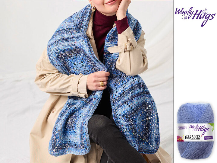 SCHAL GILLA … AUS 6 GRANNYS GEÄKELT