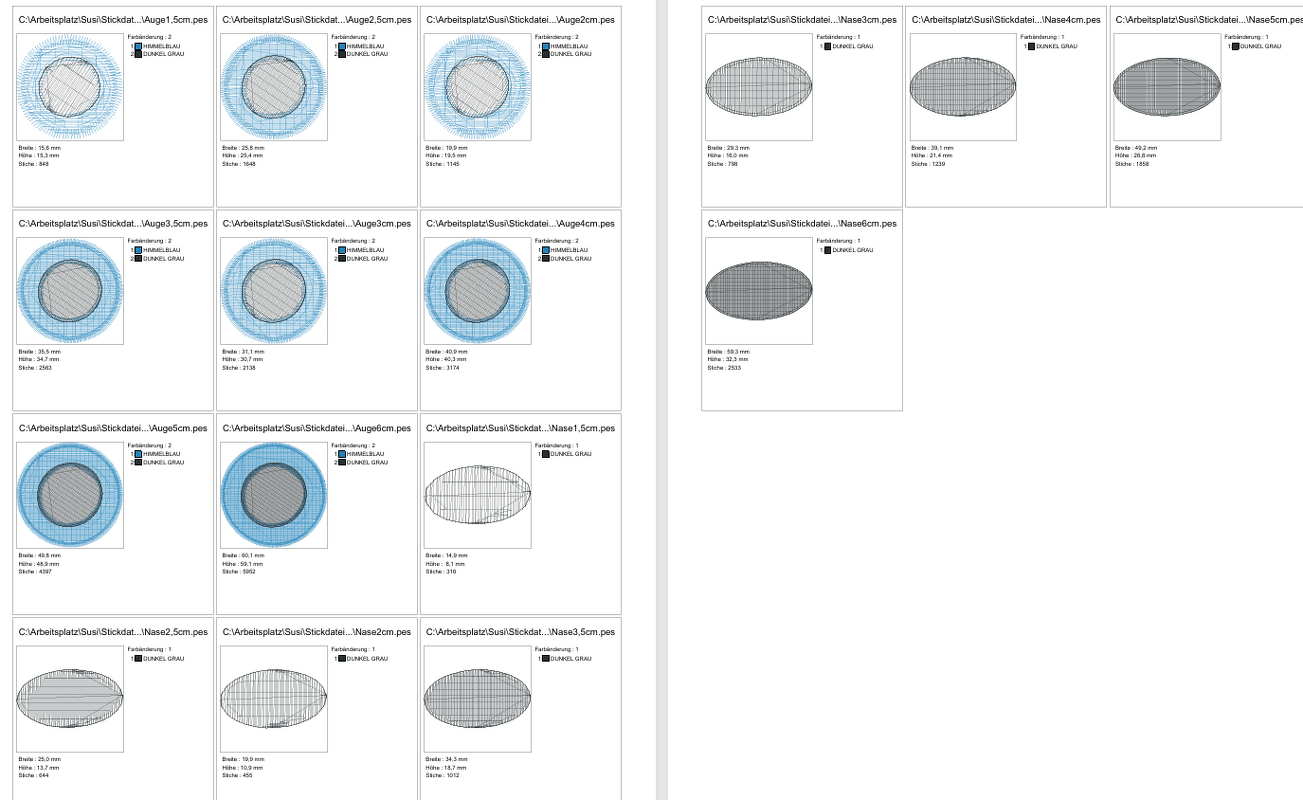 Stickdatei - Augen und Nasen für Kuscheltiere Kissen Bettschlagen - Bild 7
