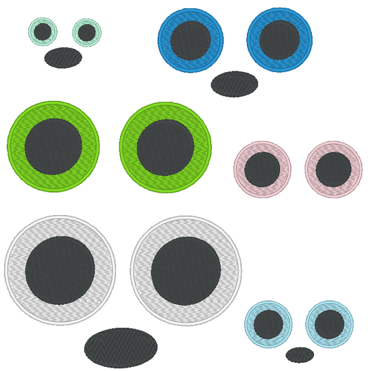 Stickdatei - Augen und Nasen für Kuscheltiere Kissen Bettschlagen