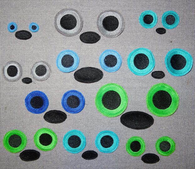 Stickdatei - Augen und Nasen für Kuscheltiere Kissen Bettschlagen