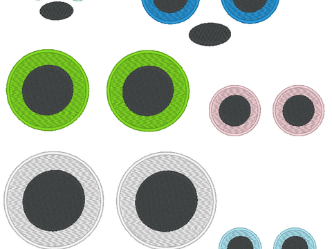 Stickdatei - Augen und Nasen für Kuscheltiere Kissen Bettschlagen