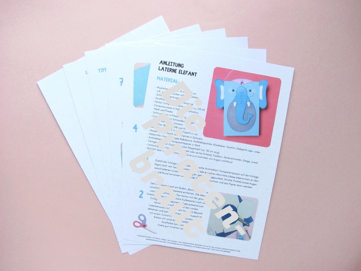 Martinslaterne Elefant zum Nachbasteln mit Vorlage und Anleitung