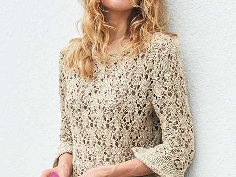 Ajourmusterpulli mit Schößchen