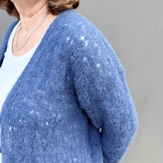 Leichte Sommerjacke stricken | Cardigan Eileen Lochmuster