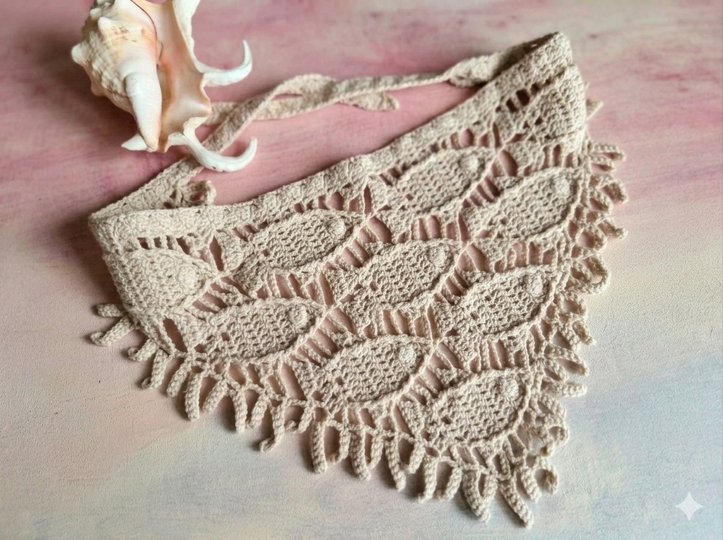 H6 Crochet Pattern for a Headscarf / Kerchief /Bandana “Fish”