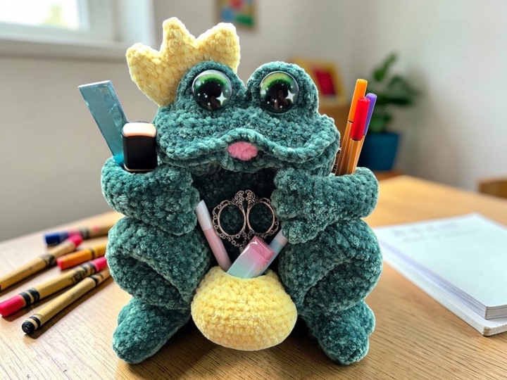 Crochet Pattern: Frog Organizer – Pen Holder, Door Decoration & Gift Idea