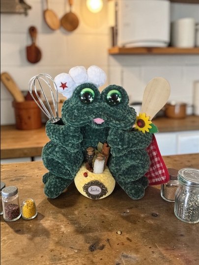 Häkelanleitung  Frosch Organizer –  Stifthalter, Türdeko & Geschenkidee