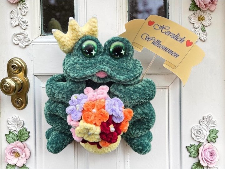Häkelanleitung  Frosch Organizer –  Stifthalter, Türdeko & Geschenkidee