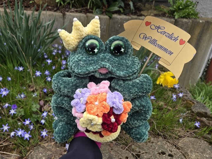 Häkelanleitung  Frosch Organizer –  Stifthalter, Türdeko & Geschenkidee