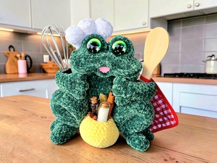 Häkelanleitung  Frosch Organizer –  Stifthalter, Türdeko & Geschenkidee