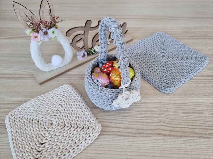 Häkelanleitung Osterkorb + Untersetzer Set, Frühlingsdeko DIY, Anfänger