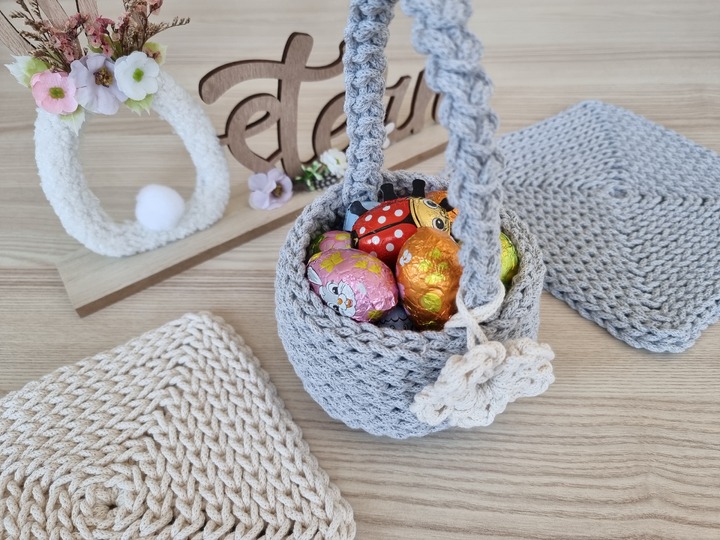 Häkelanleitung Osterkorb + Untersetzer Set, Frühlingsdeko DIY, Anfänger