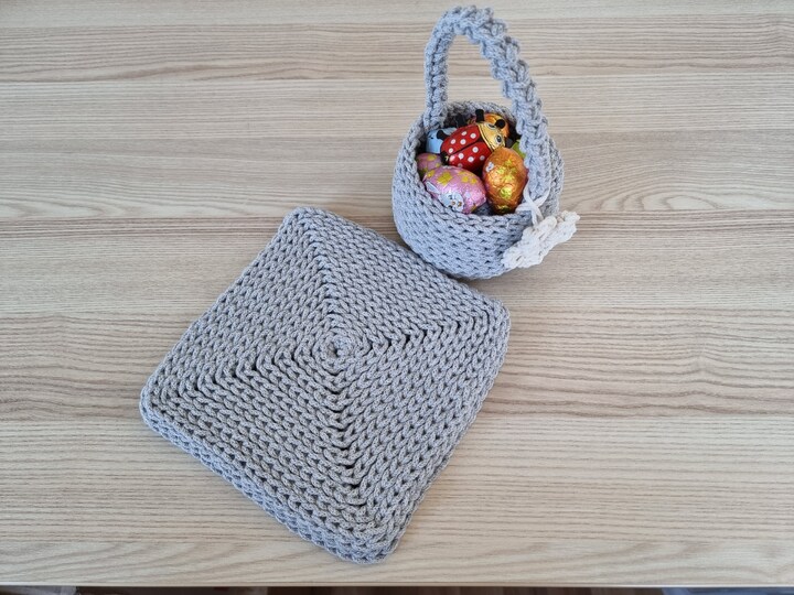 Häkelanleitung Osterkorb + Untersetzer Set, Frühlingsdeko DIY, Anfänger