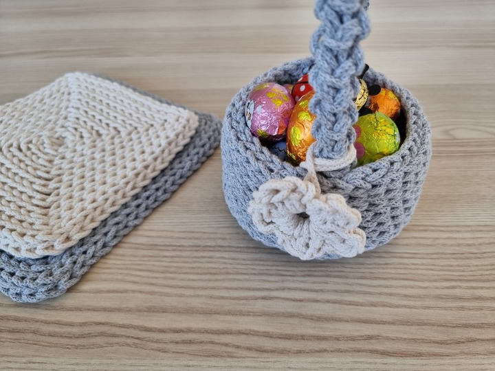 Häkelanleitung Osterkorb + Untersetzer Set, Frühlingsdeko DIY, Anfänger