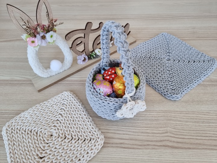 Häkelanleitung Osterkorb + Untersetzer Set, Frühlingsdeko DIY, Anfänger