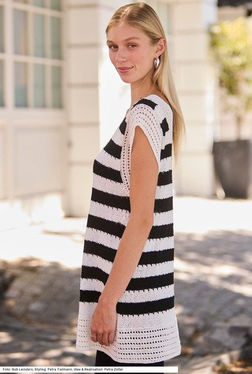 Tunika mit gehäkelten Blenden