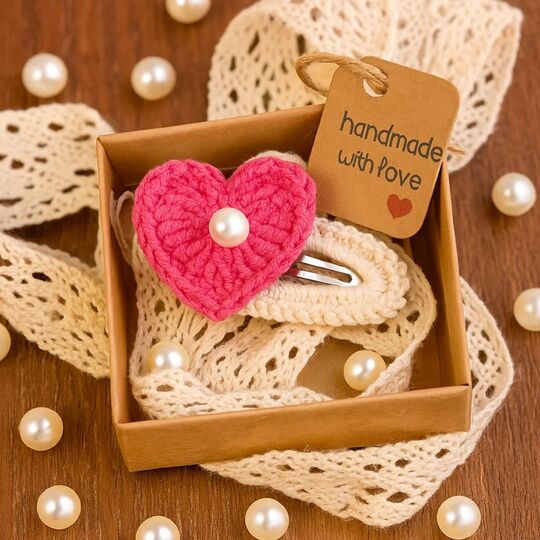 Sweet Heart Clips Crochet Pattern PDF, Heart Hair Clip Tutorial